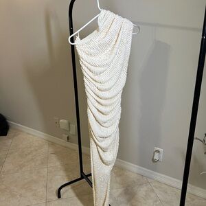 Cream Asymmetrical One Shoulder Gown for Brides